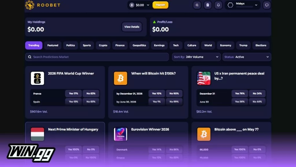 Roobet prediction feature