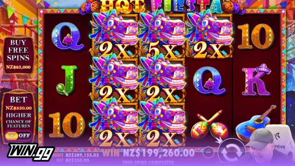 TheDoctor with seven wild symbols on the Hot Fiesta slot's bonus game