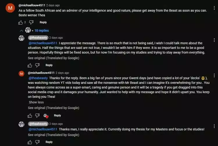 Thea Booysen responds to accusations against MrBeast