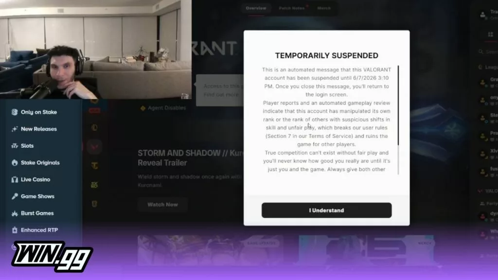 Trainwreckstv finding out about his Valorant ban
