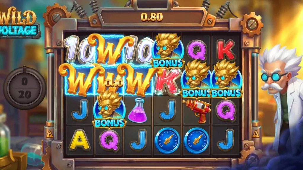 Triggering the super bonus game in the Wild Voltage slot