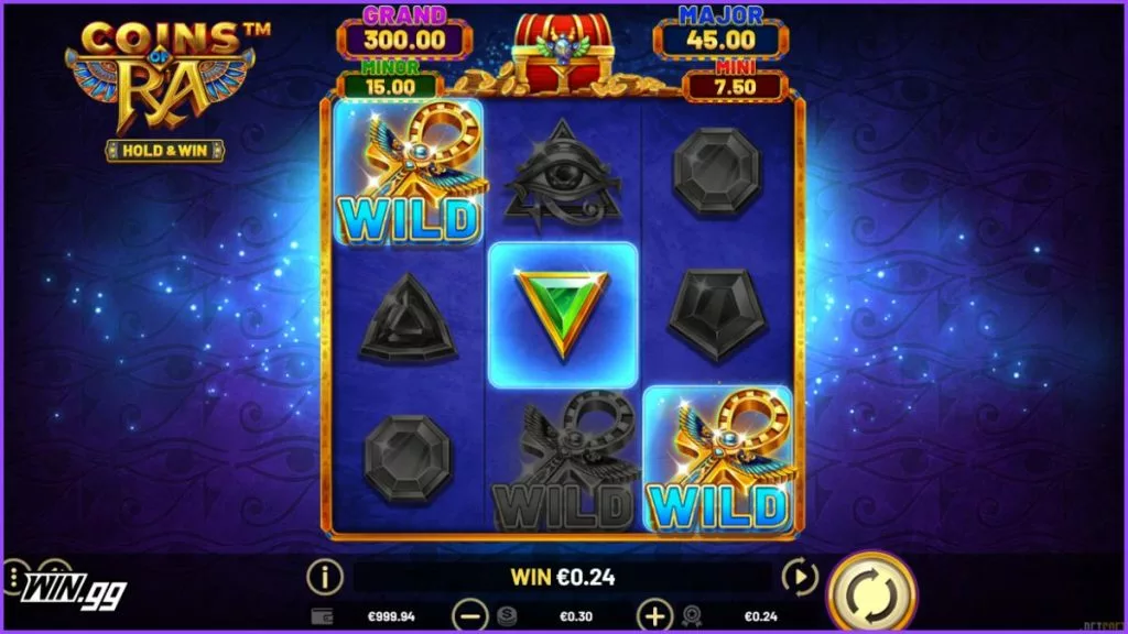 a Snapshot of Coins of Ra Hold and Win
