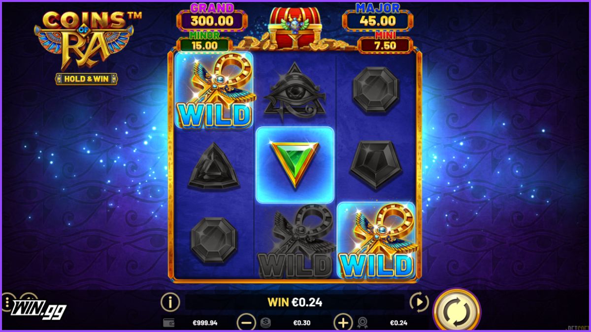 a Snapshot of Coins of Ra Hold and Win