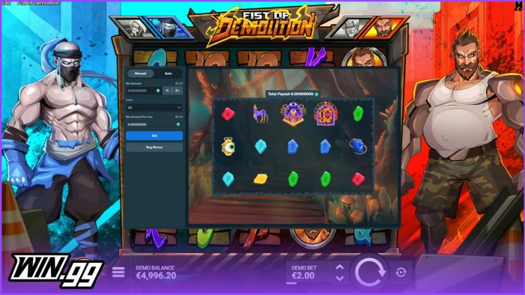 A screenshot of Fist of Demolition, a game at Stake.com