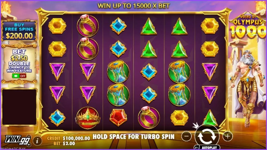 A screenshot of Game of Olympus 1000 from Pragmatic Play