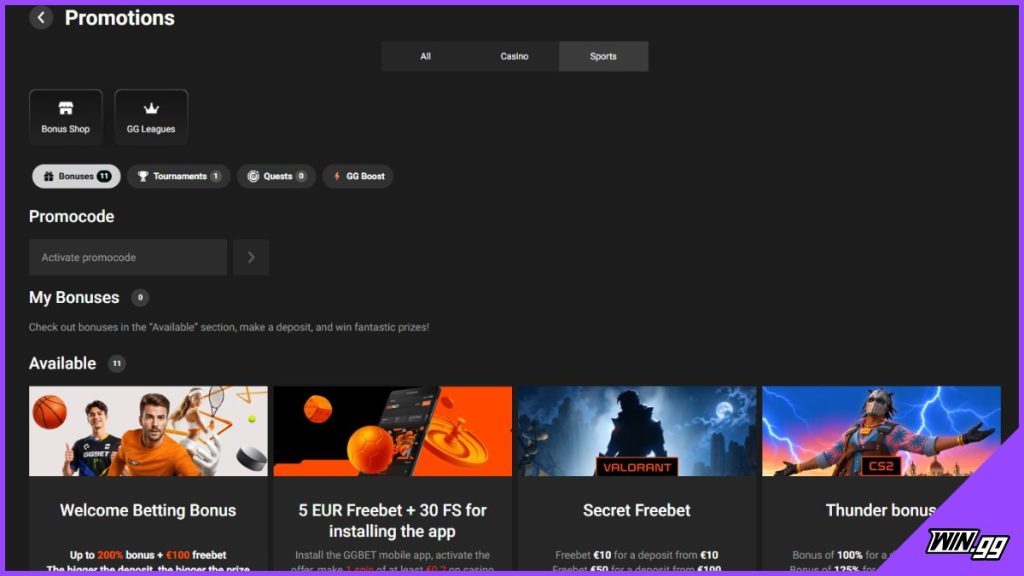 GGBet promo code