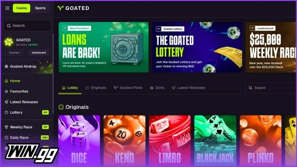 goated.com casino account management