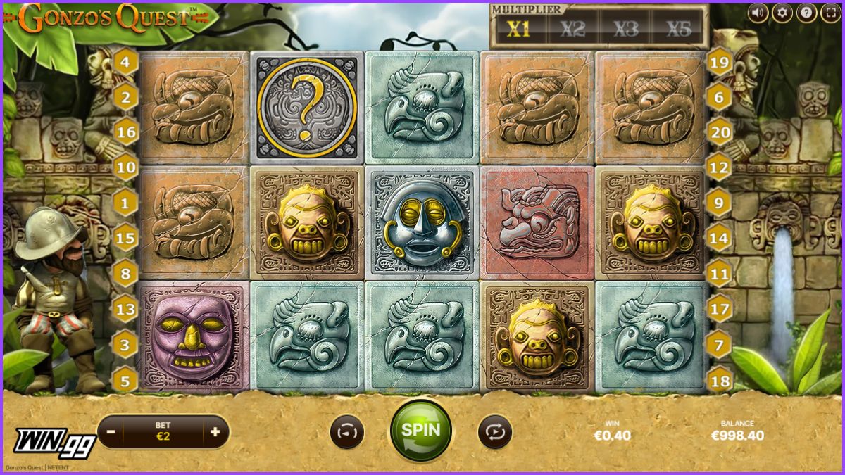A screenshot of Gonzo's Quest