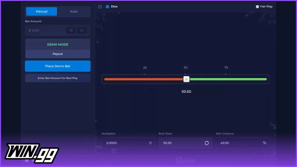 rainbet dice originals game