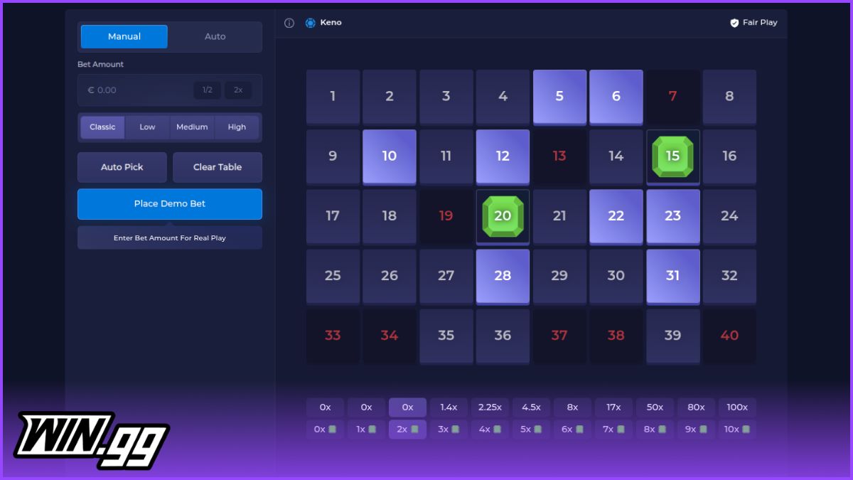 rainbet keno original game