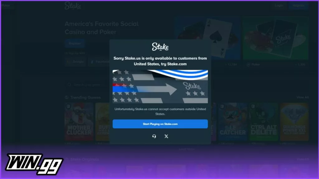 a snapshot of where Stake.us is redirecting you to Stake.com