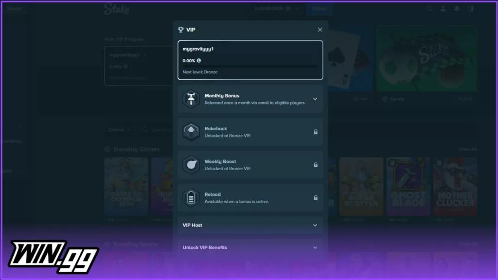 a snapshot of Stake's VIP benefits