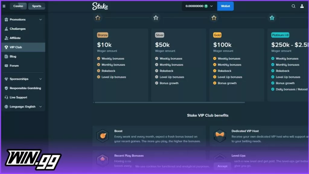 a screenshot of Stake's VIP program
