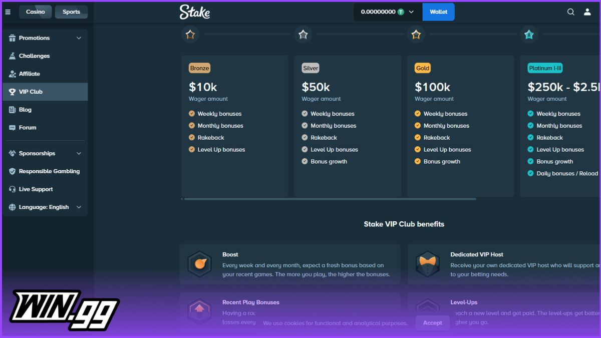 a screenshot of Stake's VIP program
