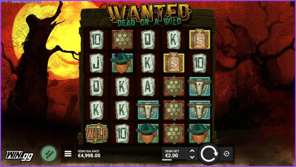 A screenshot of Wanted Dead or a Wild at Thunderpicks