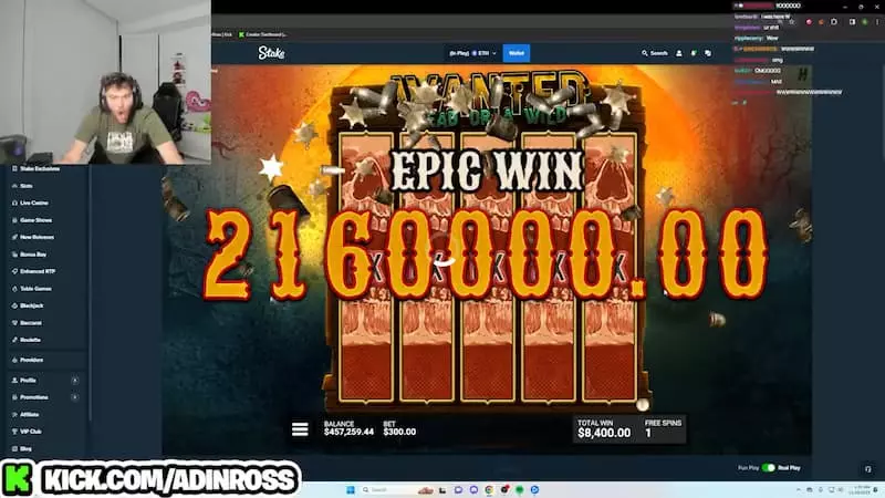 Adin 2.1 mil Wanted Dead or a Wild greatest win