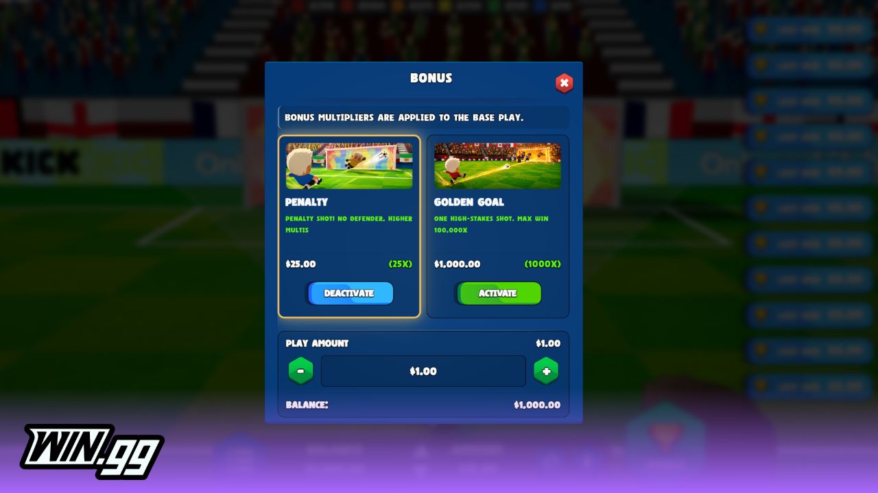 All bonus buy options on Golden Goal