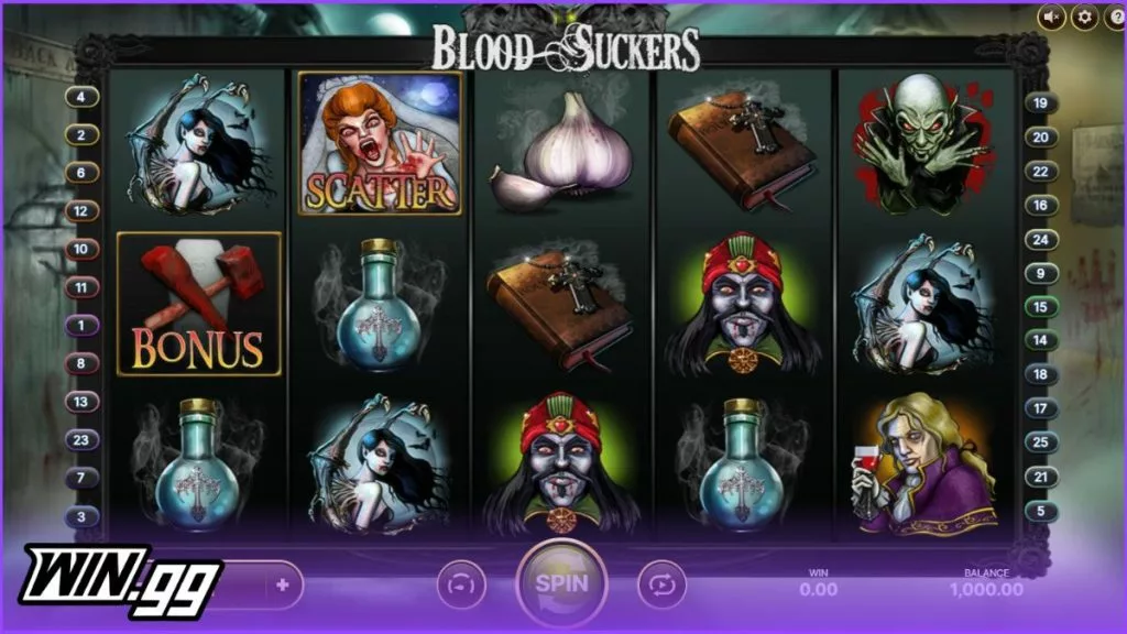 a screenshot of Blood Suckers - mint.io casino slots