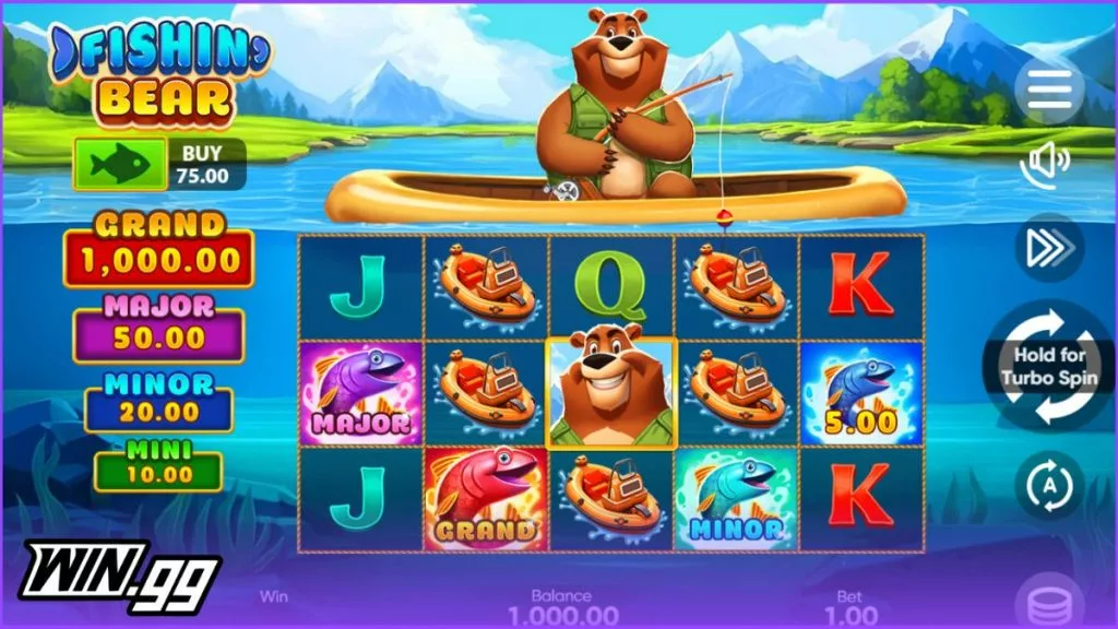 A screenshot of Fishin Bear slot - mint.io casino slots