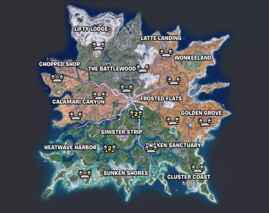 Fortnite excavation sites on the map