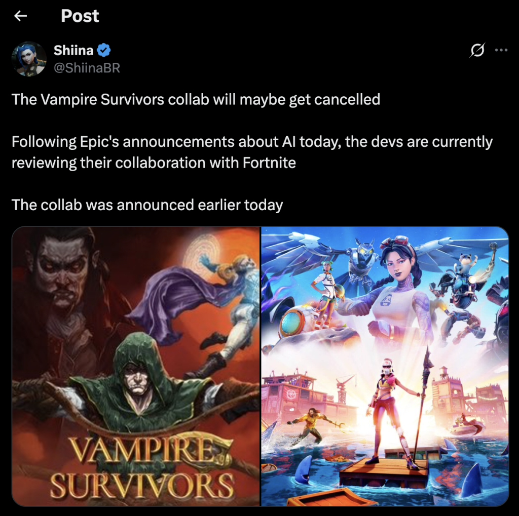 Fortnite Vampire Surivors collaboration may be cancelled