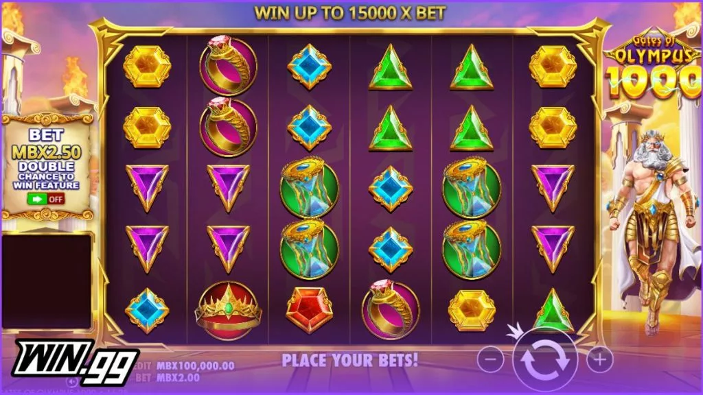 a screenshot of Gates of Olympus 1000 at mint.io casino