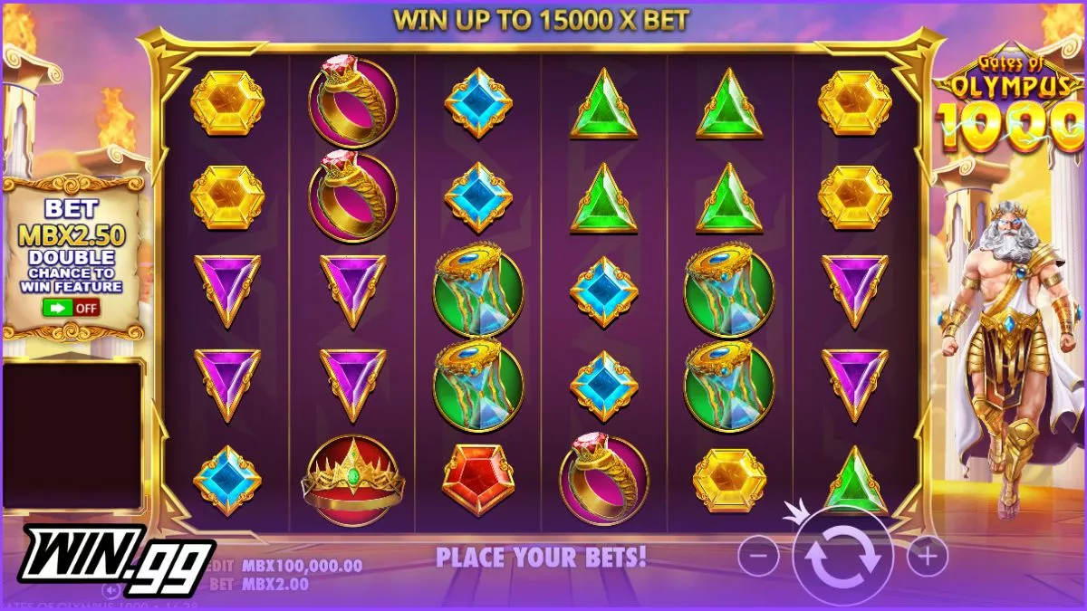 a screenshot of Gates of Olympus 1000 at mint.io casino