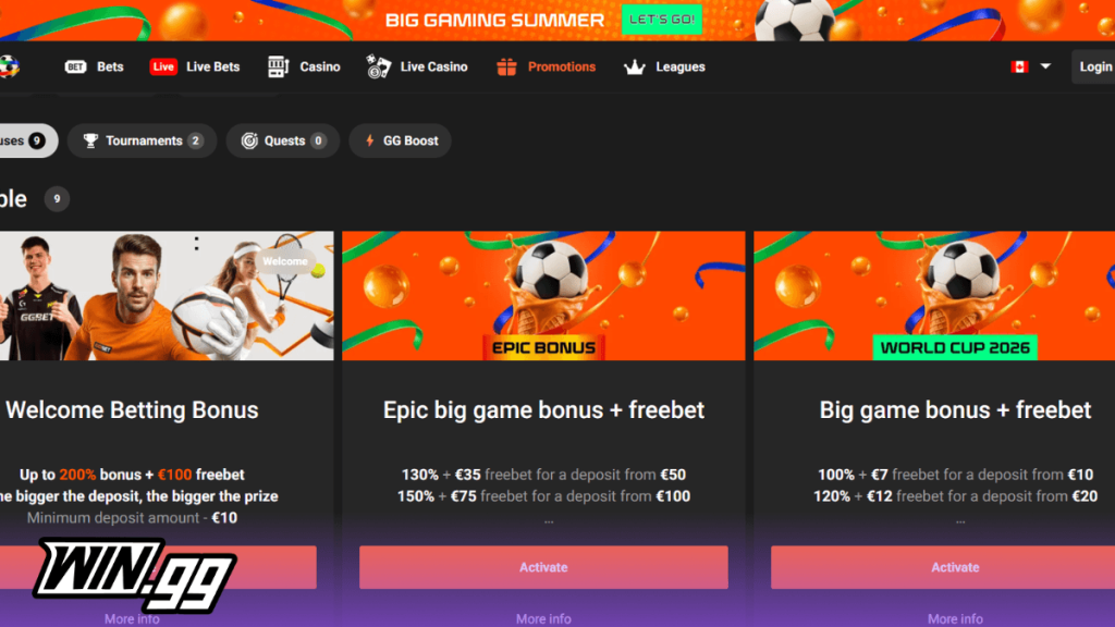 GG.Bet promos homepage