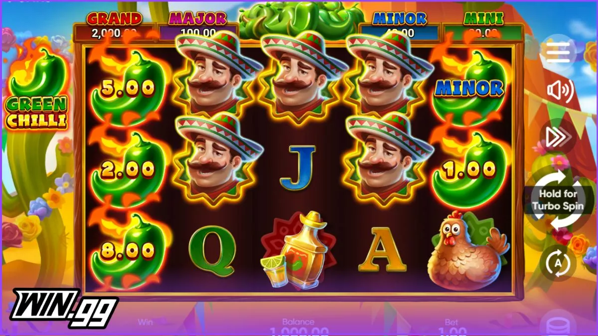 a screenshot of Green Chilli - mint.io best slots