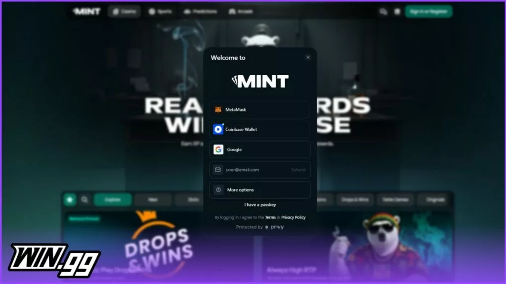signing up to mint.io casino