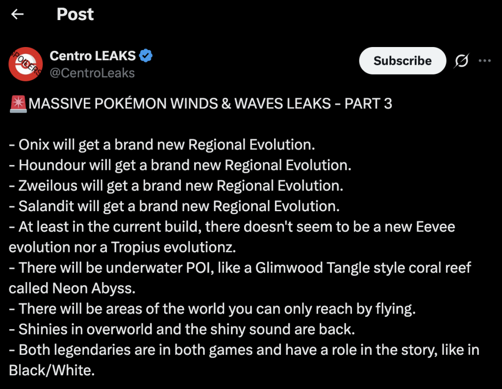 PokÃ©mon Winds and Waves leaks regarding new forms