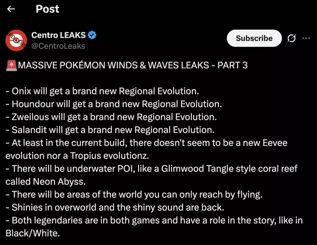 PokÃÂ©mon Winds and Waves leaks regarding new forms