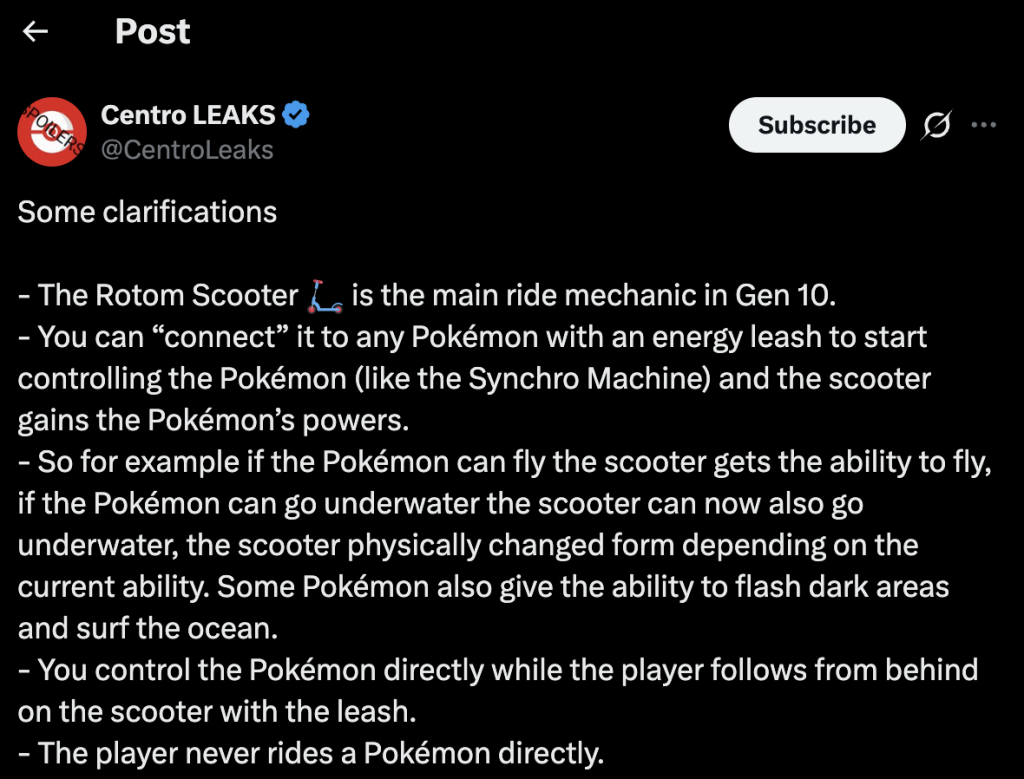 PokÃ©mon Winds and Waves leaks regarding the Rotom scooter