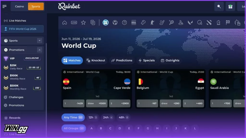 fifa world cup betting on rainbet