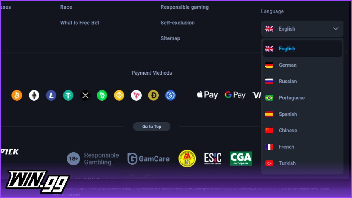thunderpick support languages