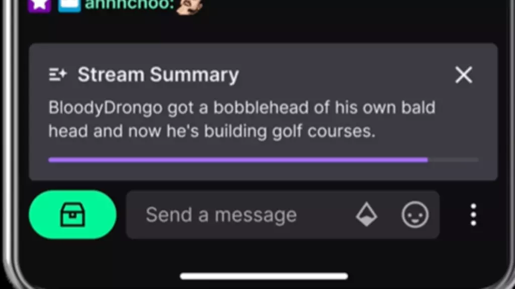 Screenshot showing Twitch AI summaries