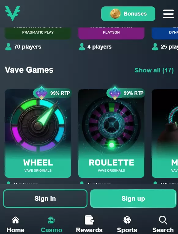 vave crypto casino app