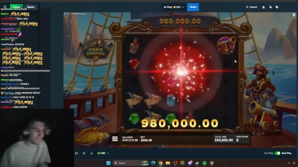xQc Pirate Bonanza greatest win