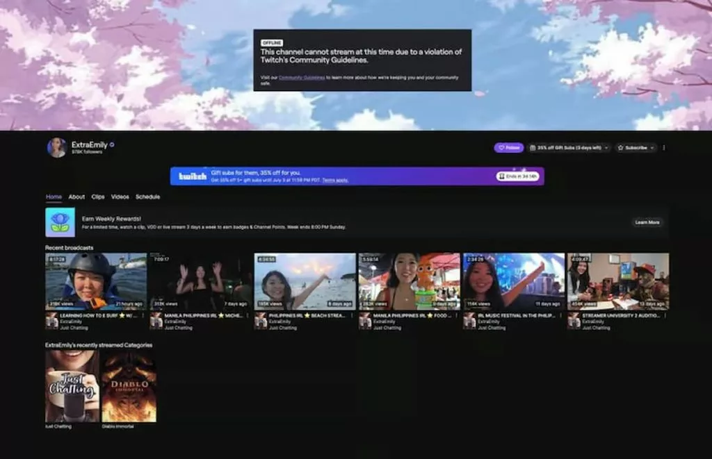 ExtraEmily Twitch ban
