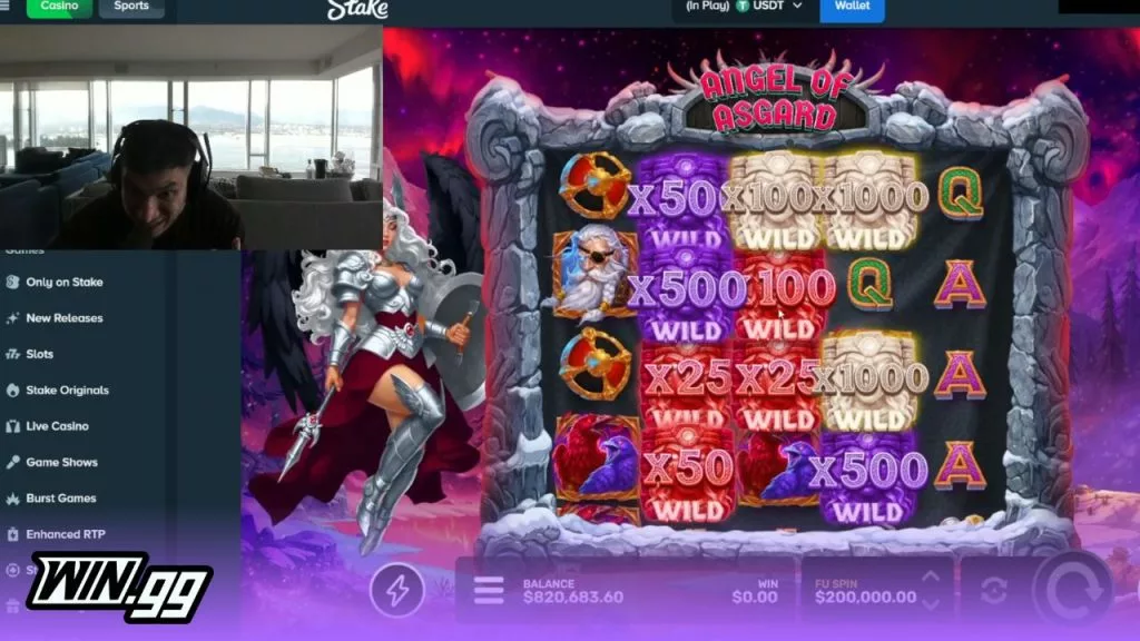 Trainwreckstv landing three 100x on Angel of Asgard