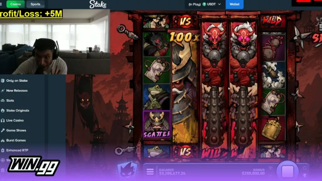 Trainwreckstv rolling a 100x on the Steel vs Shadow slot