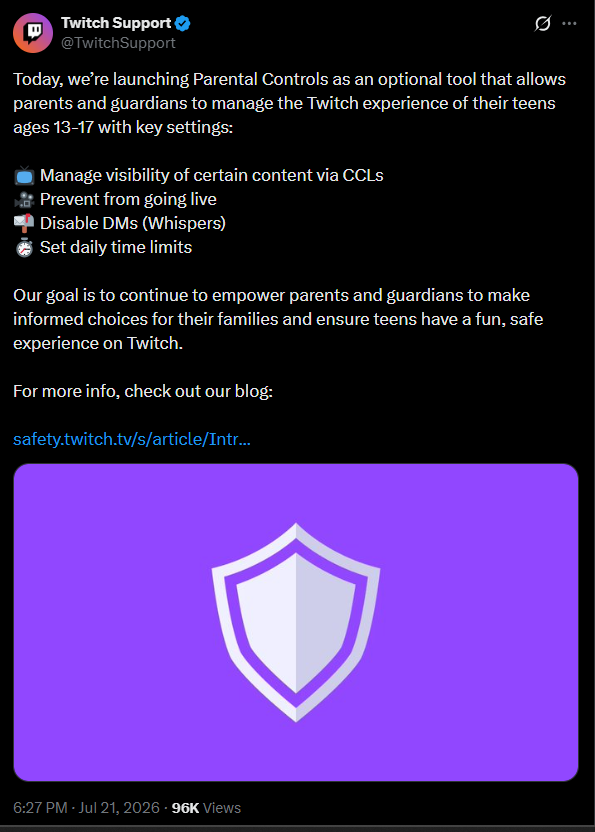 Twitch X post