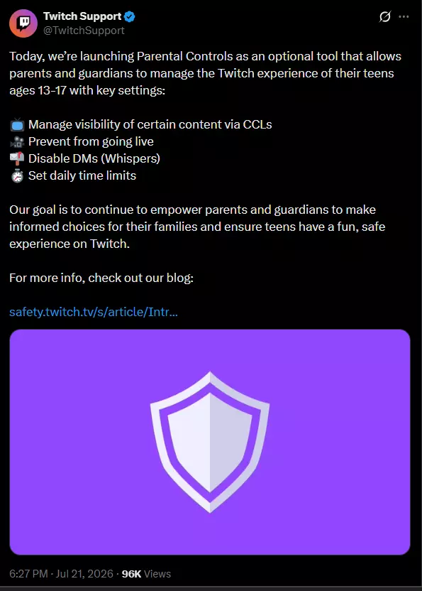 Twitch X post
