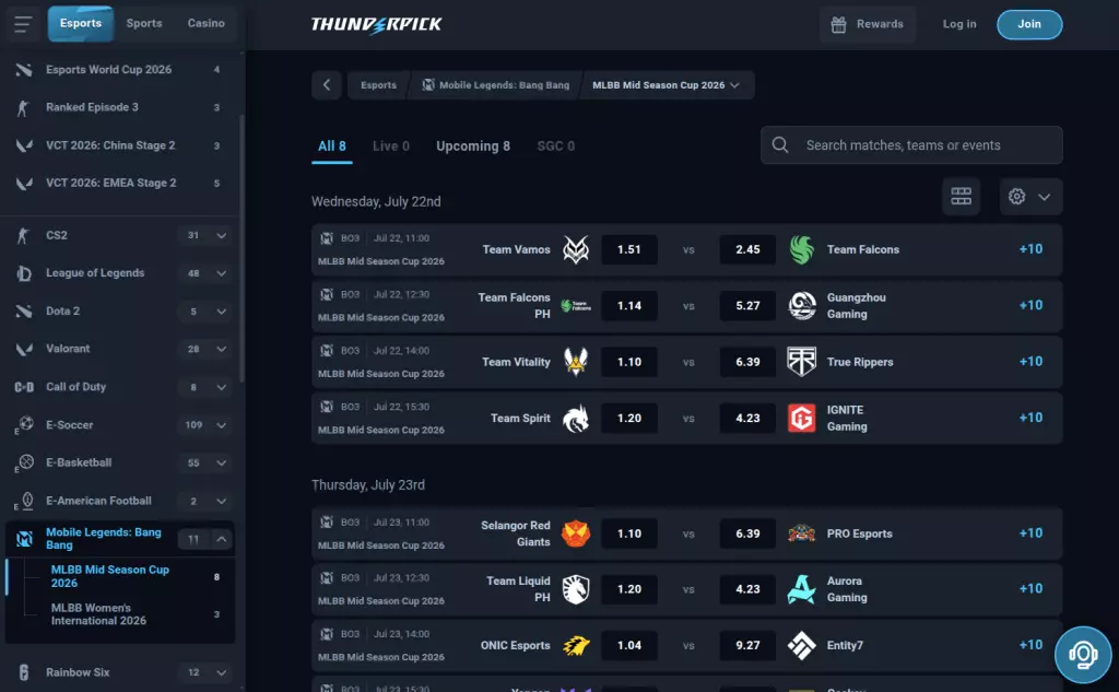 mobile legends betting lines