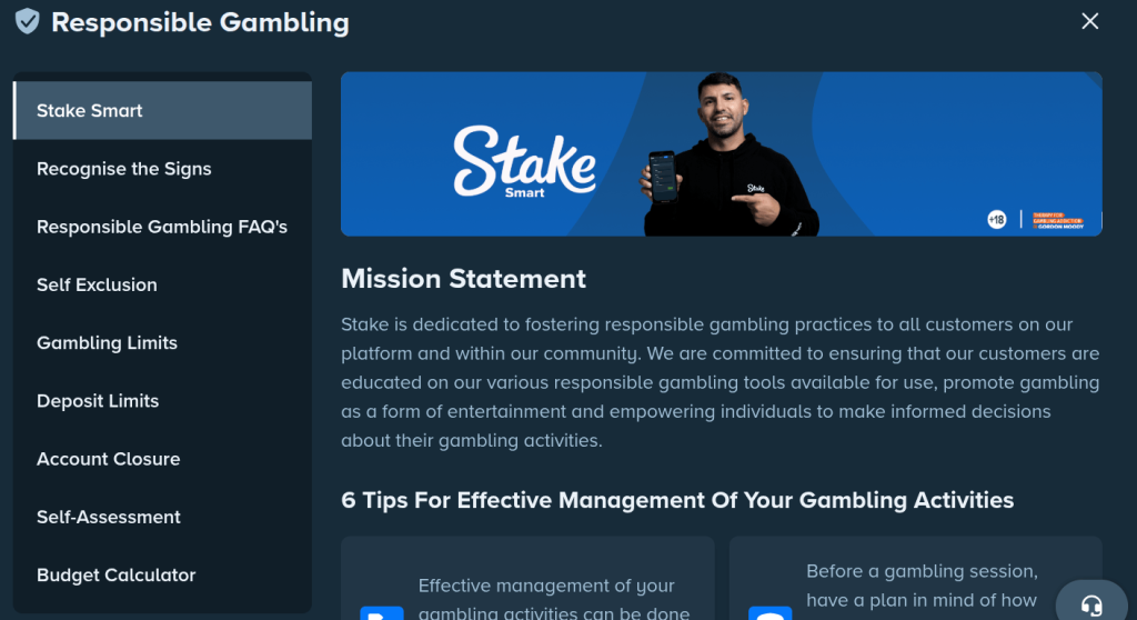 stake smart - responsible gambling tools
