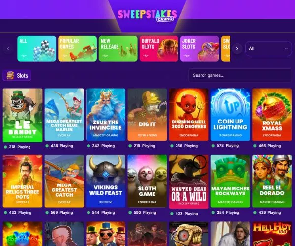 sweepstakescasino.com casino games