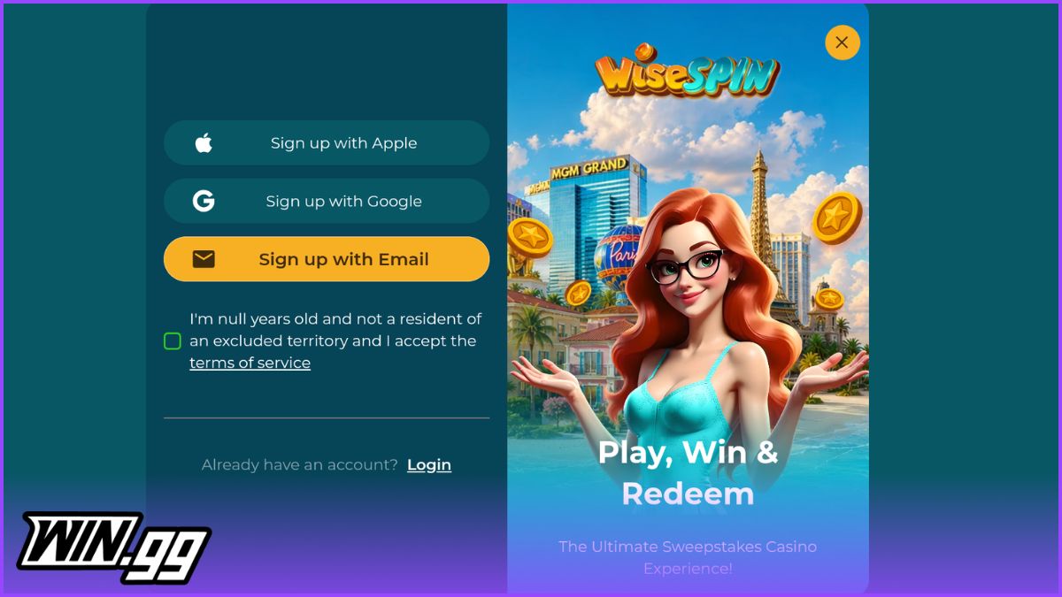 wisespin casino login and sign up