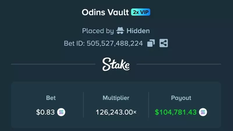 Details of the anonymous Odin's Vault win