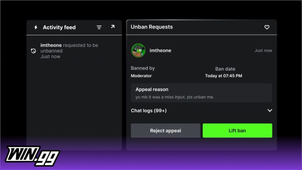 Kick's unban appeal process.
