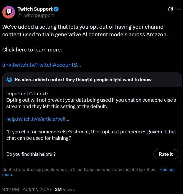 Twitch AI training